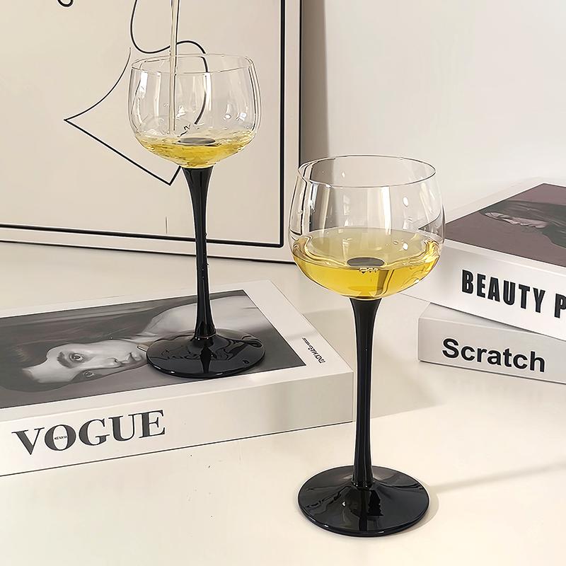 Бокал для коктейля игристого вина, прозрачный/черный, стеклянная посуда с длинной ручкой, винтажный стиль, стаканы для питья