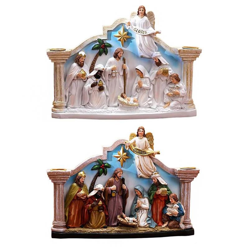 1PC Nativity Durable Tabletop Chip-Resistant Candle Holiday Christmas Gift Holder Smooth Manger Festive