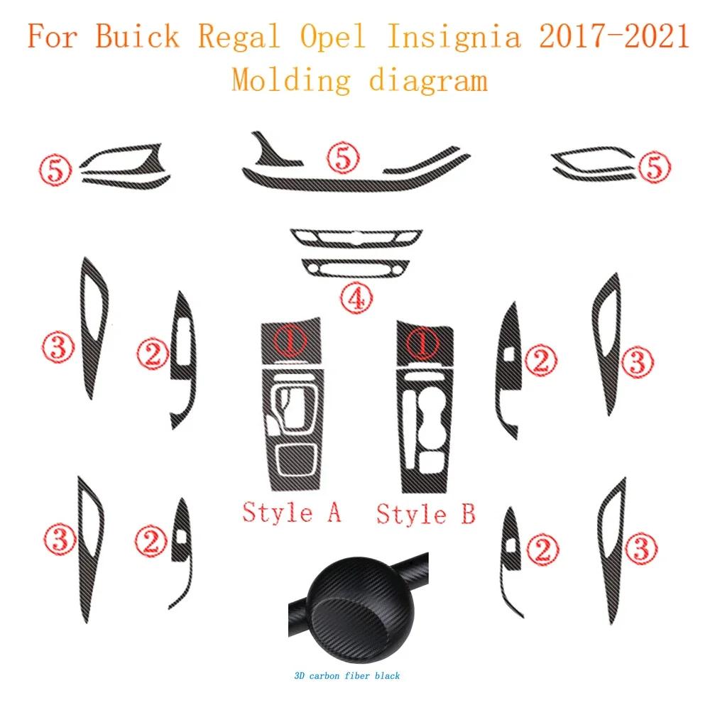 For Regal Opel ignia 2017- Interior Central Control Panel Door Handle Carbon Fiber Stickers Decals Car styling Accessorie
