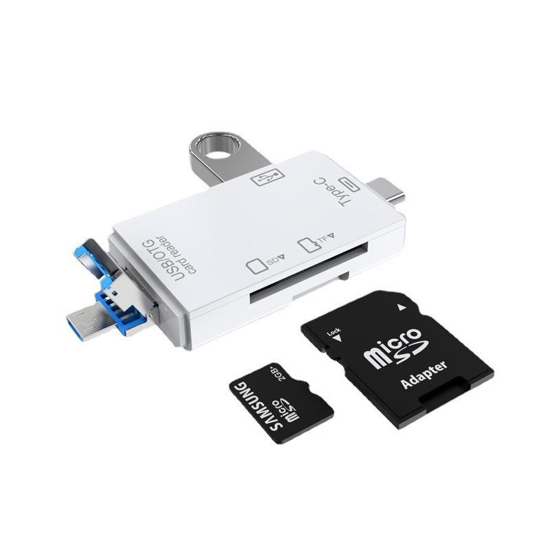 6-в-1 USB 3.0 Type-C кард-ридер для Android и компьютеров, совместимый с OTG SD/TF/U-накопителями.