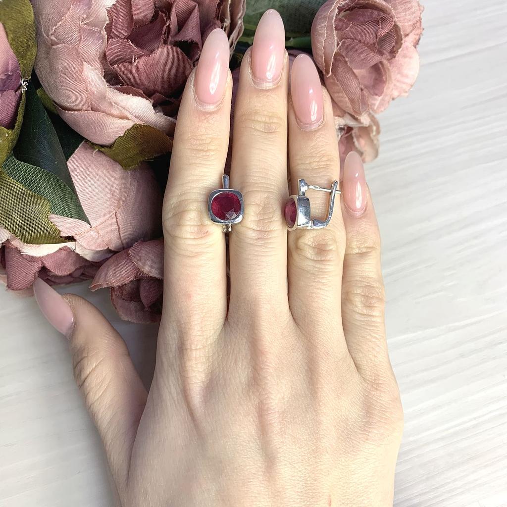 Silver Earrings with Natural Ruby 5.875ct (2065111)