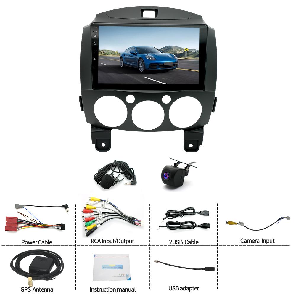 4+64 ГБ 4-ядерный Carplay Android 13.0 Автомагнитола GPS Навигация DSP Совместим для Mazda 2 2007-2013