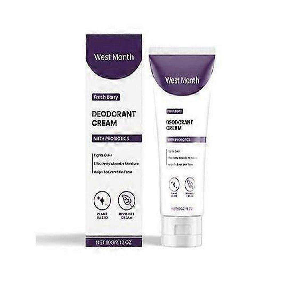 Natural Probiotic Deodorant Cream- Fresh Berry or Eucalyptus Mint, Fights Odor, Absorbs Moisture, Balances Skin Flora, Oil Control, 60g, Travel-Friend