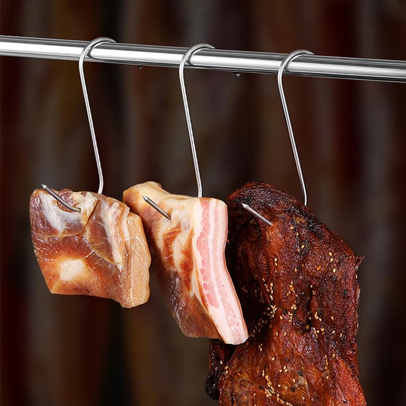 20PCS Stainless Steel S-shaped Hook Tool Butcher's Meat For Smoking Butchering Hunting Chicken BBQ Pork Sausage Bacon Grill Hook