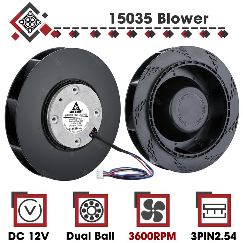 1Pcs Gdstime DC 12V Fan 100mm 100mmx100mmx25mm New Centrifugal Turbo Cooler Fan 10cm 100x25mm Dual Ball Turbo Blower Fan