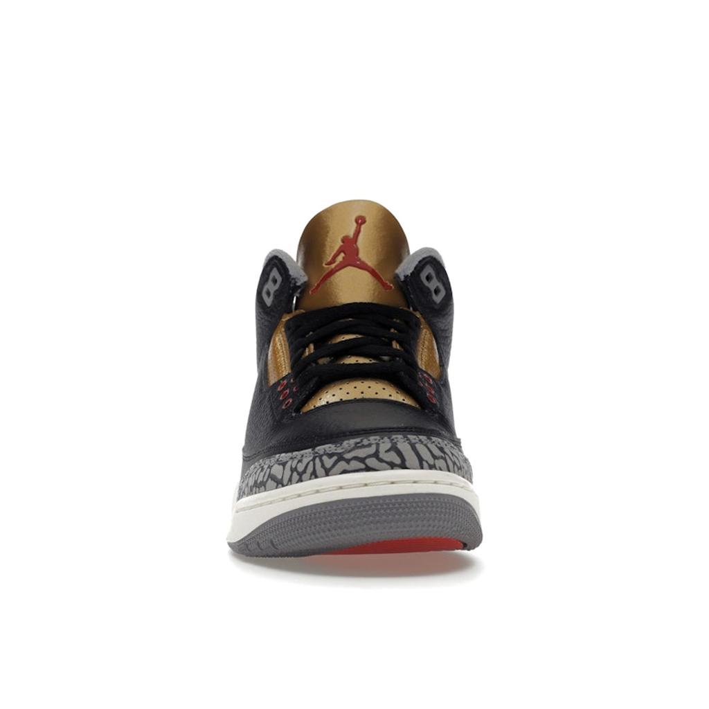 Air Jordan 3 Retro Black Gold Women Sneakers Fire-Red Metallic-Gold Cement-Grey CK9246-067