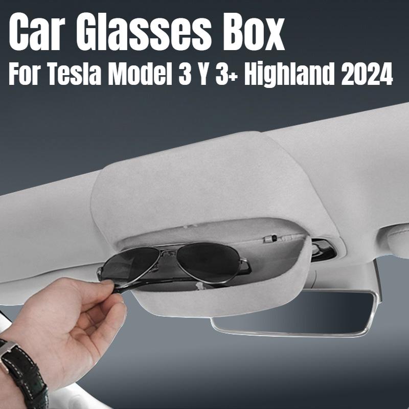Автомобильный бокс для очков для Tesla Model 3 Y 3+ Highland 2024 Оригинальный дизайн Зажим на козырек для солнцезащитных очков Хранение карт Аксессуары для интерьера