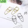 925 Sterling Silver Punk Style Double Layer Chain Hoop Earring For Women Gold Color Ear Jewelry To Best Friends S -E995