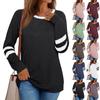 Женский повседневный повседневный топ с длинным рукавом и круглым вырезом в стиле пэчворк