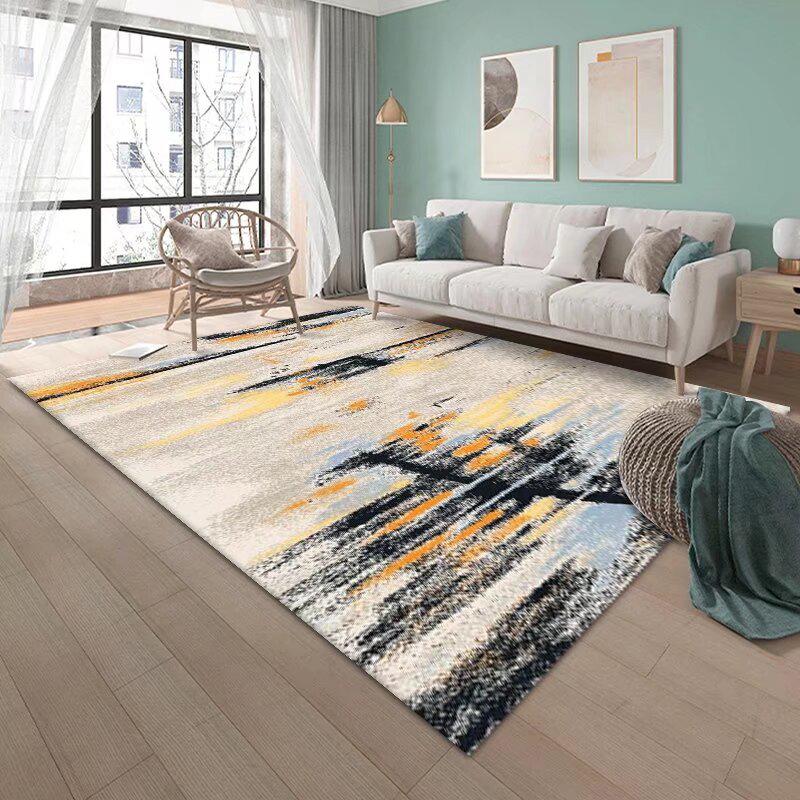 Modern Light Luxury Abstract Carpet Large Living Room Art Ink Pattern Rug Fluffy Soft Bedroom Bedside Rug Washable Kitchen Mat