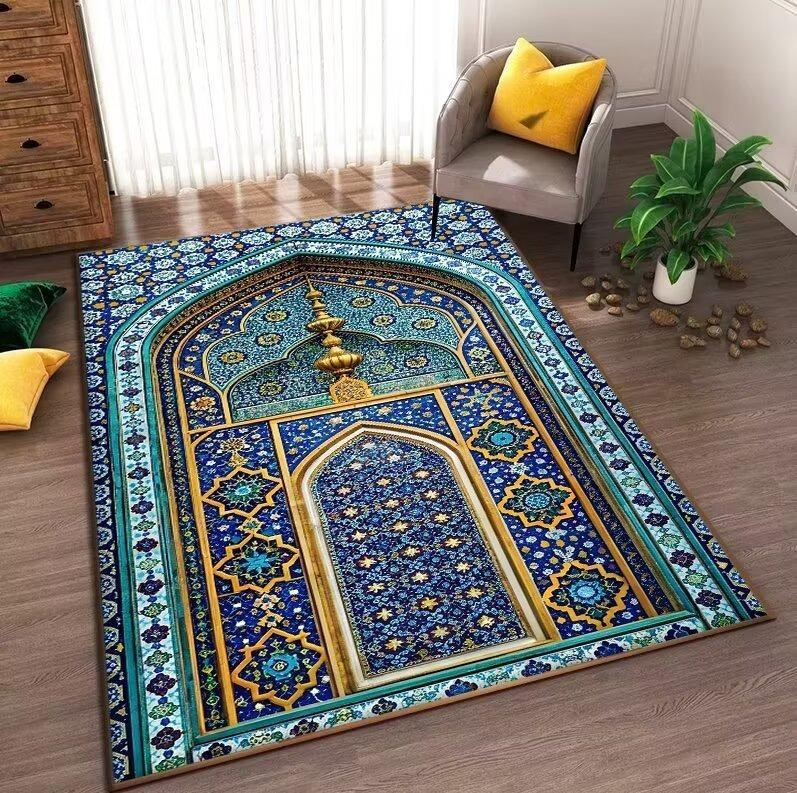 Ethnic Style Printed Crystal Velvet Carpet, AntiRubbing, NonSlip, WearResistant And Easy To Take Care Of, Full Of Living Room Carpet