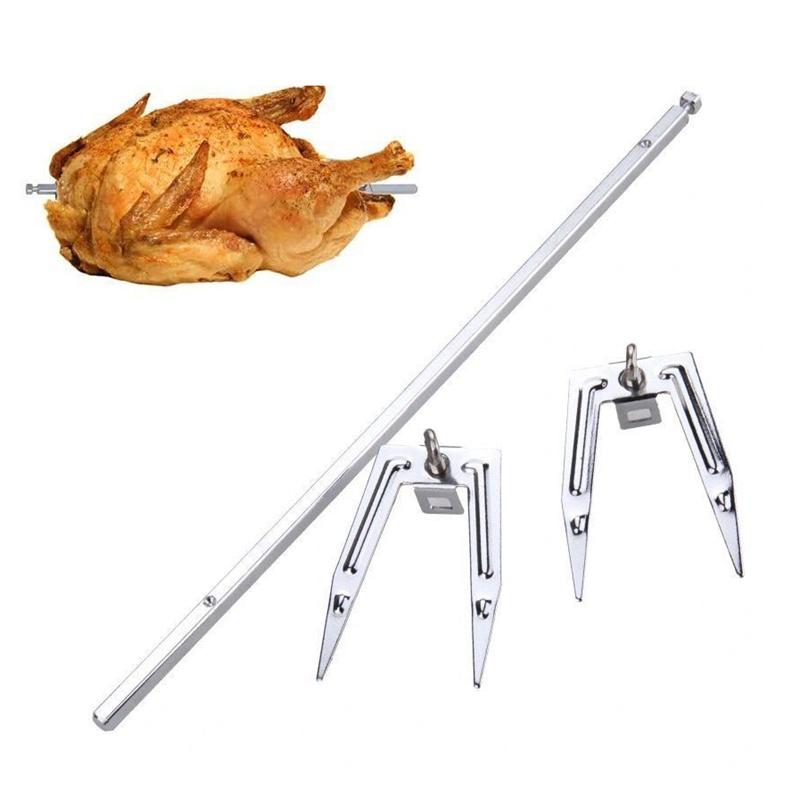 Stainless Steel Air Fryer Fork Roast Chicken Skewer Fish Meat Grilled Rack Rotation Roaster Forks BBQ Tools Oven Accessories