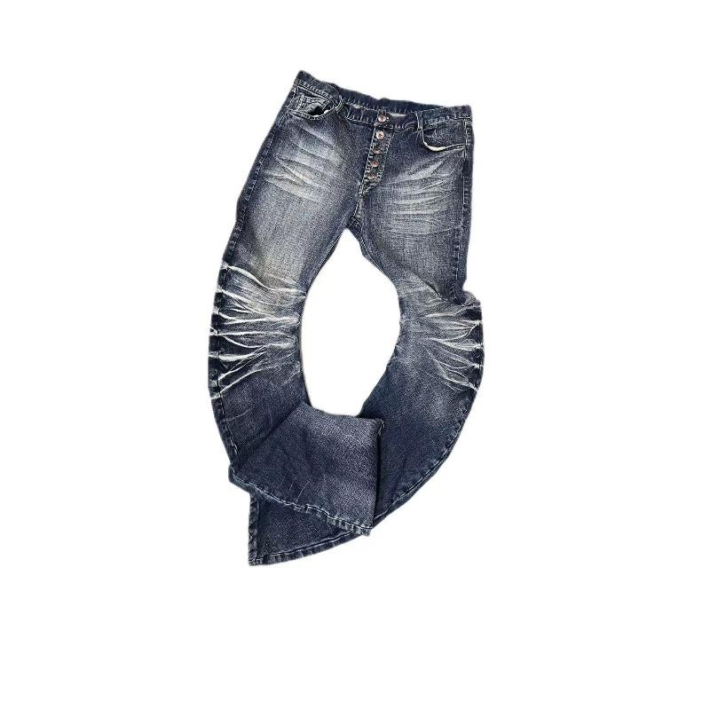 GlowGirl Y2k Американский Винтаж Bootcut Джинсы Полная Длина Потертые Субкультура Деним Панк Стиль Ретро Узкие На Молнии Средняя Посадка Осень