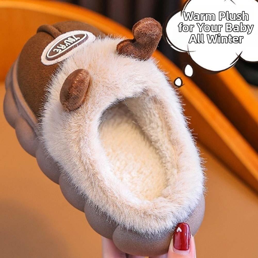 Waterproof Upper Cute Antler Slides Anti Slip Cartoon Plush Mules Holiday Gift