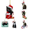 Забавные украшения из черной кошки, рождественские украшения с милым котом высотой 3,15 дюйма, рождественские украшения, подвеска на рождественскую елку, украшения на елке