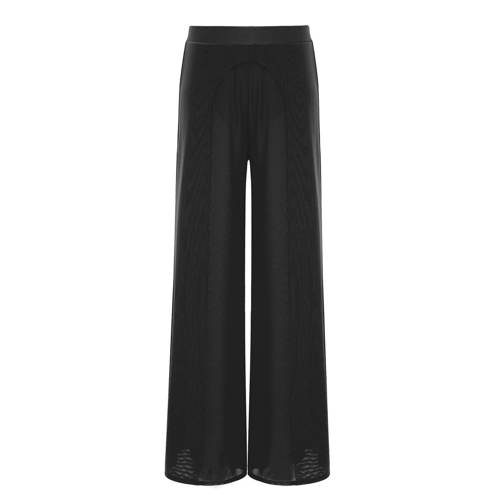 Girls Competition Dance Pants: Elastic Waistband Wide-Leg Mesh with Built-In Briefs for Lyrical Performance