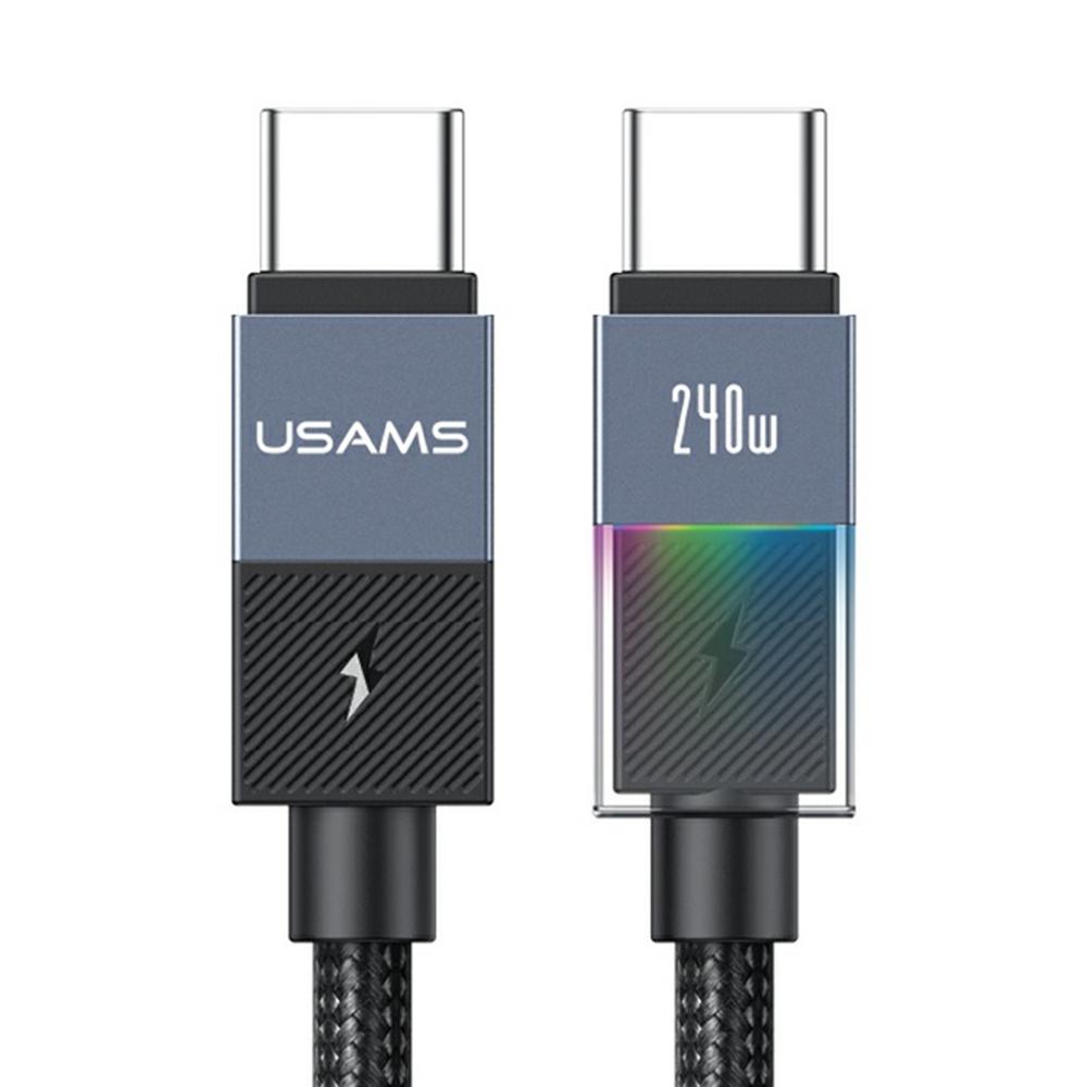 USAMS SJ775 U93 1.2m 240W Fast Charging Cable Type-C to Type-C Data Sync Cord with Colorful Light