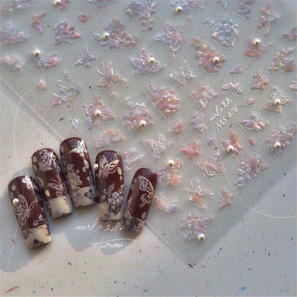 1pcs 5D Exquisite Purple Wisteria Flower Nail Art Stickers Flower Bow Nail Decoration Slider Decal Adhesive Transfer Part
