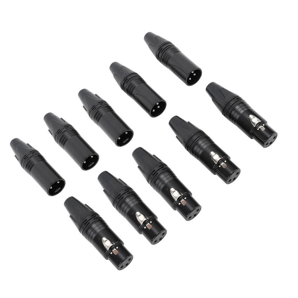 10pcs XLR Connector Professional 5 Male 5 Female High Conductivity Replacement XLR Plugs for Sound