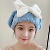 Quick Dry Hair Towel for Women Girls Cute Bowknot Soft Absorbent Coral Fleece Elastic Drying Hair Hat for Curly Long Thick Hair
