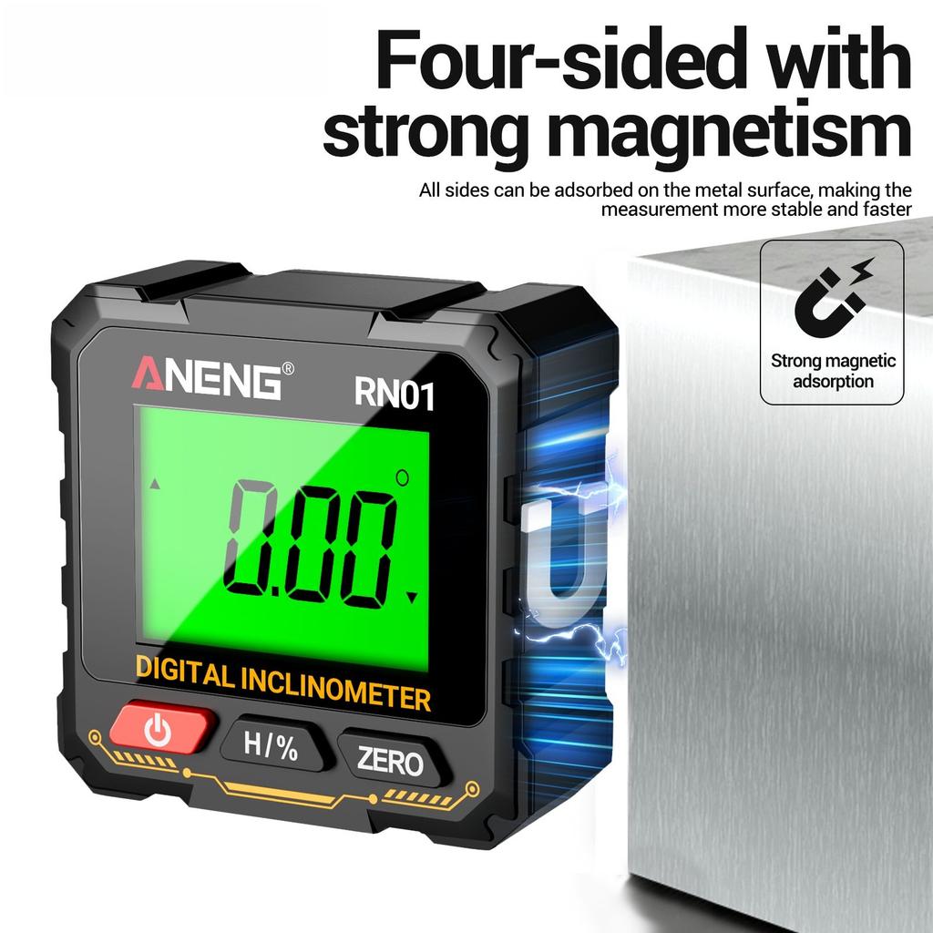 ANENG RN01 Digital Goniometer Electronic Level Box Electronic Angle Ruler Backlight Protractor Woodworking Inclinometer Tools