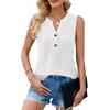 Летние модные женские топы на пуговицах с глубоким V-образным вырезом без рукавов однотонные свободные жилетки в стиле бохо