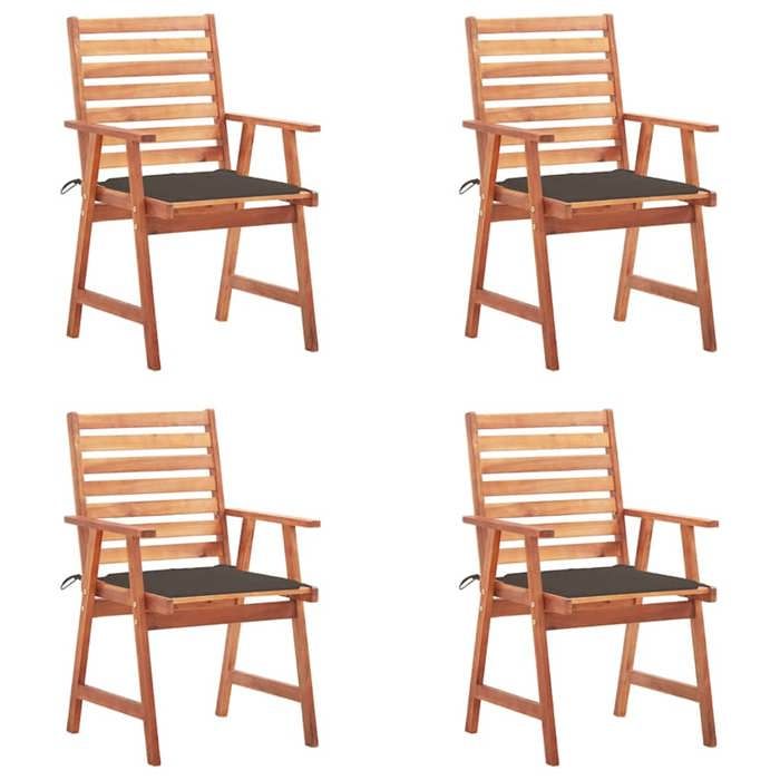 Maison Exclusive - Chaises à manger d'extérieur lot de 4 et coussins Acacia massif