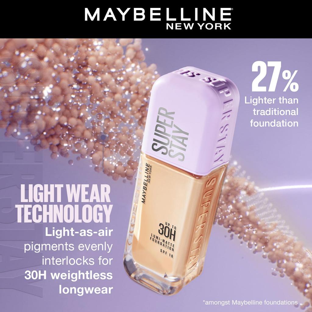 Maybelline New York Super Stay Lumi Matte Liquid Foundation 128  30H Wear Transfer Proof Lightweight Full Coverage Makeup Base 35ml Pack of 1