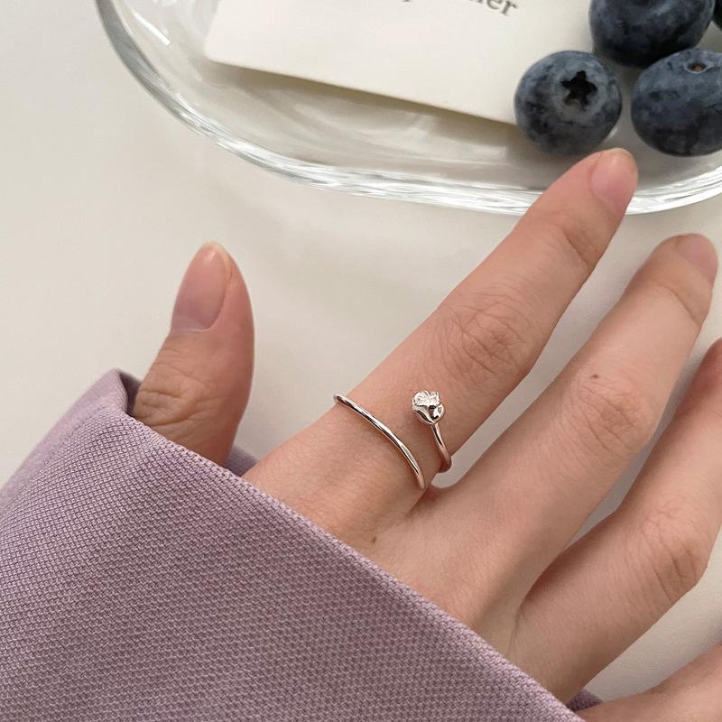 Three-Dimensional Design Sense Rose Open Ring Student Cold Wind Flower Line Ring Trendy Girl