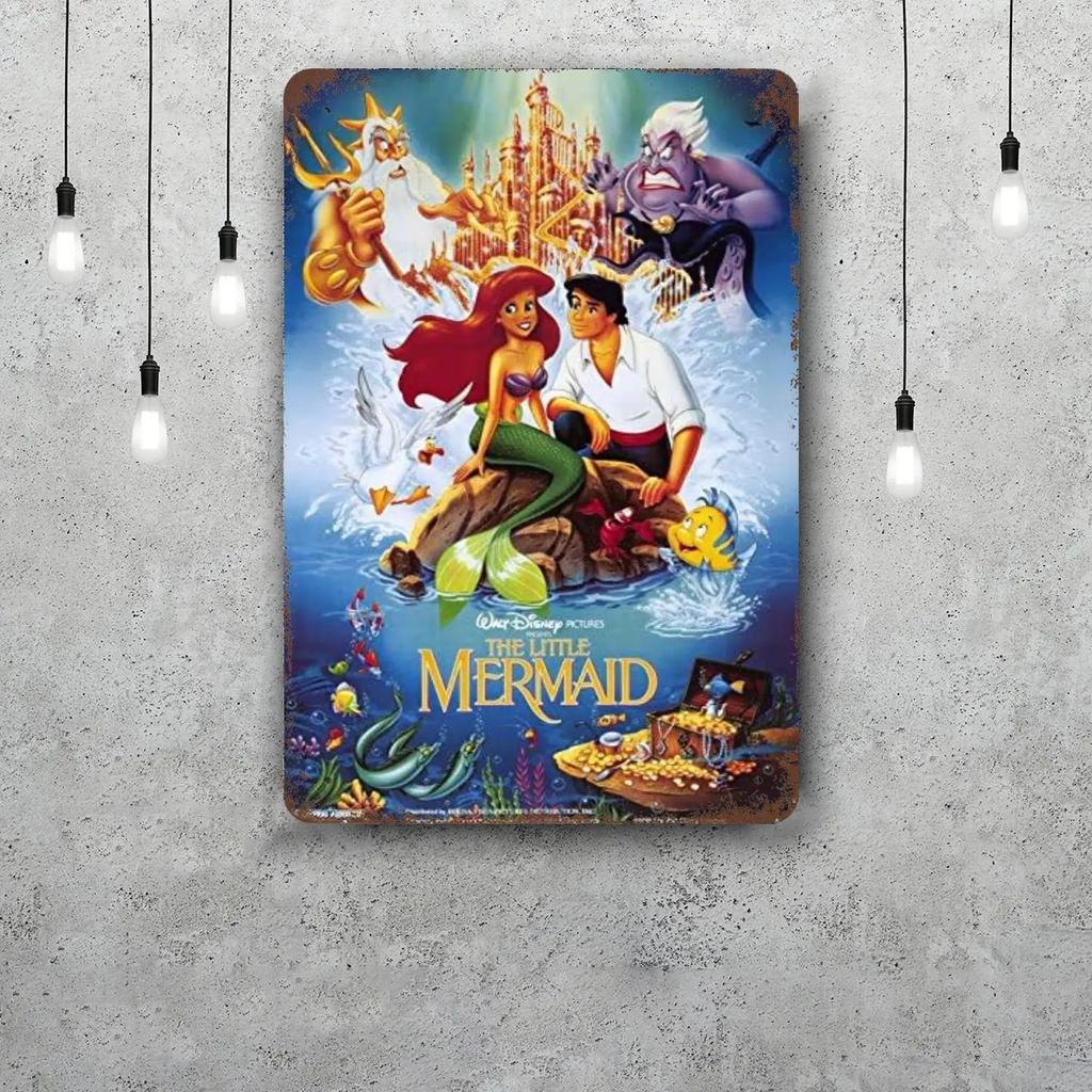 MINISO The Little Mermaid (Signature Edition) Decor Poster Tin Sign Metal Sign Decorative Plaque Pub Bar Cave Wall Decoration