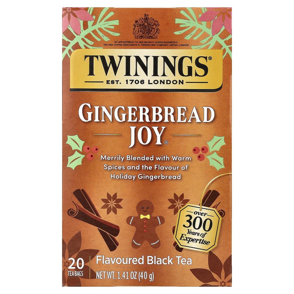 Twinings, Flavored Black Tea, Gingerbred Joy®, 20 Tea Bags, 40g (1.41oz)