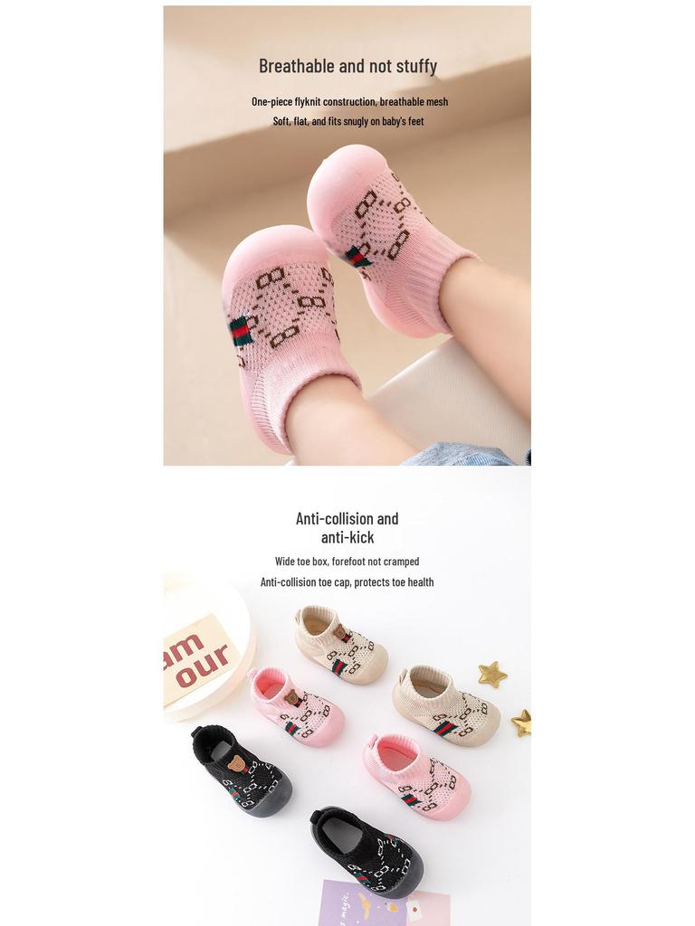 Детская обувь для ходьбы на мягкой подошве из сетки для 0-2 лет, дышащий материал Flyknit, весна/осень