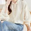 Модная рубашка с вышивкой с длинным рукавом женская 2025 осень новая новый китайский стиль повседневный свободный топ рубашка на пуговицах