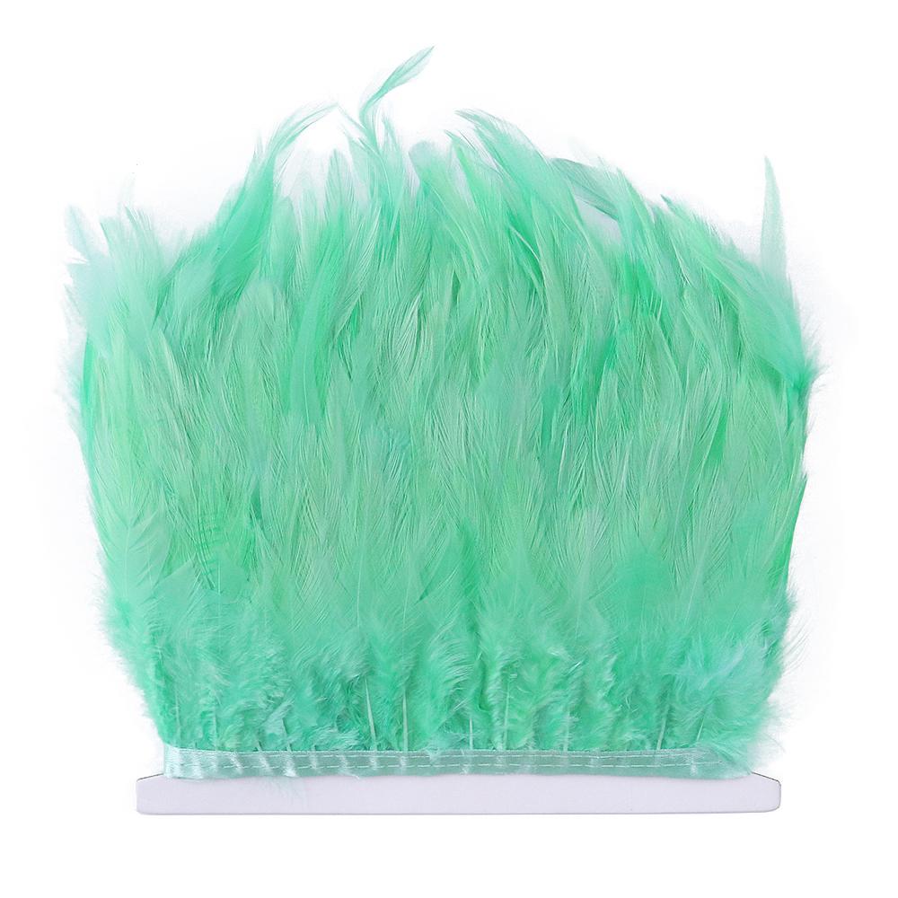 Feather4-6inch High Quality Chicken Feathers Trim Fringe 1meter Mint Green Rooster Feather Ribbon Wedding Dress Creative Crafts Plumes