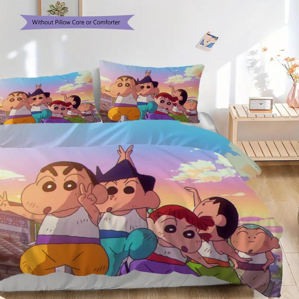 Colorful Cartoon Set Kids Threepiece Set 1 Duvet Cover 2 Pillowcase Without Core Bedding Set Soft And Comfortable