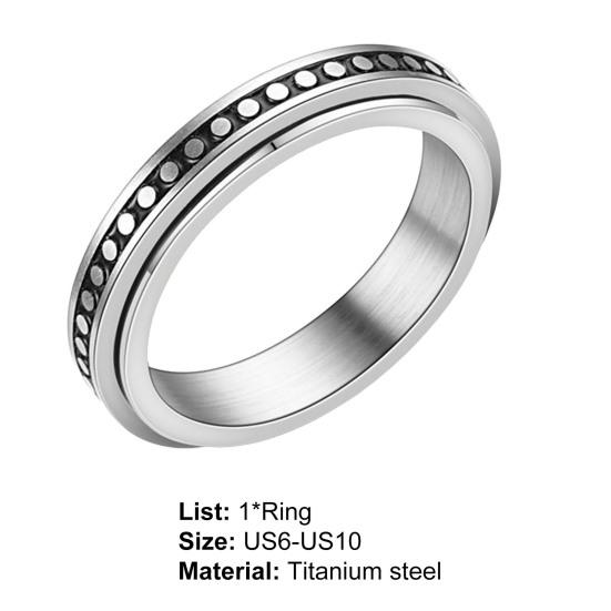 Unisex Ring Geometric Artistic Titanium Steel Rotatable Outer Finger Ring for Party