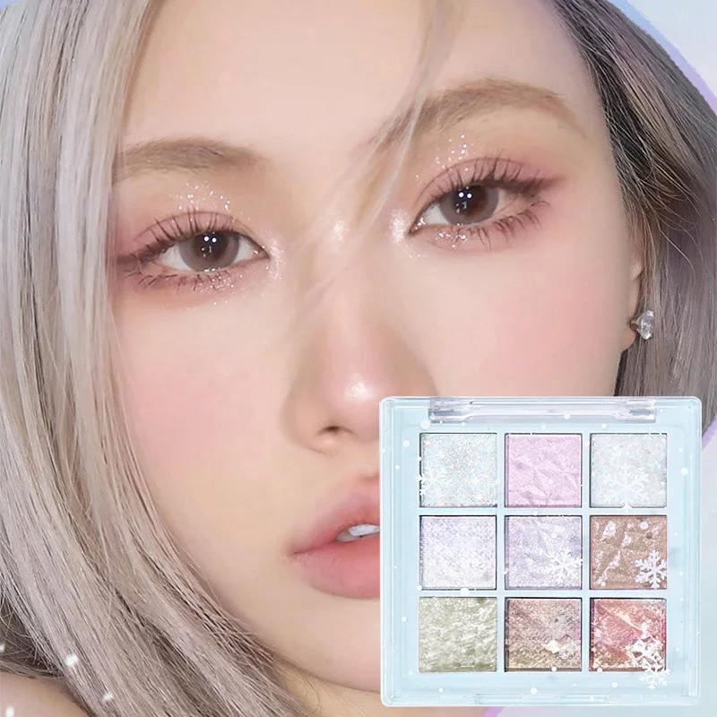 Девять цветов палитры теней для век с блестками Многофункциональная палитра теней для век Контурирующий набор Водостойкий стойкий набор Косметика на каждый день Модный макияж