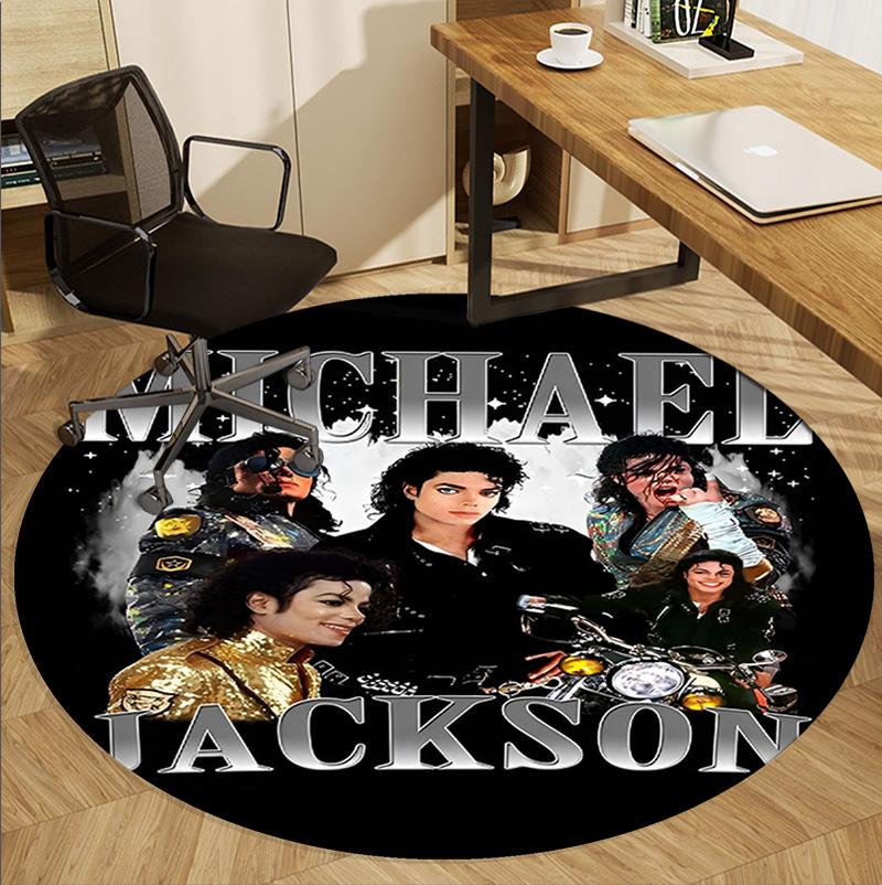 Michael Jackson Pattern Round Rug, Indoor/Outdoor Mat, for Picnic, Gameroom, Bedroom, Office, Living Room, Home Decor Carpet, Birthday Gift