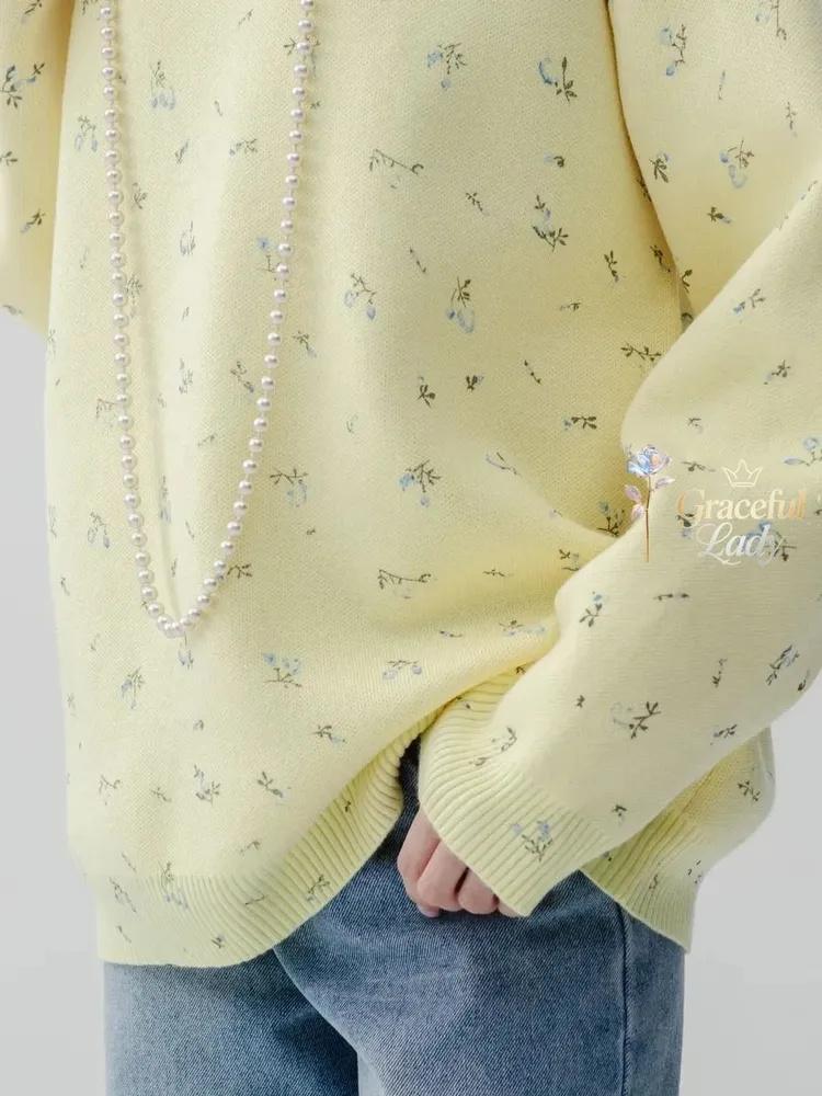 Floral Sweater Loose Casual Versatile Fashion Flower Sweater