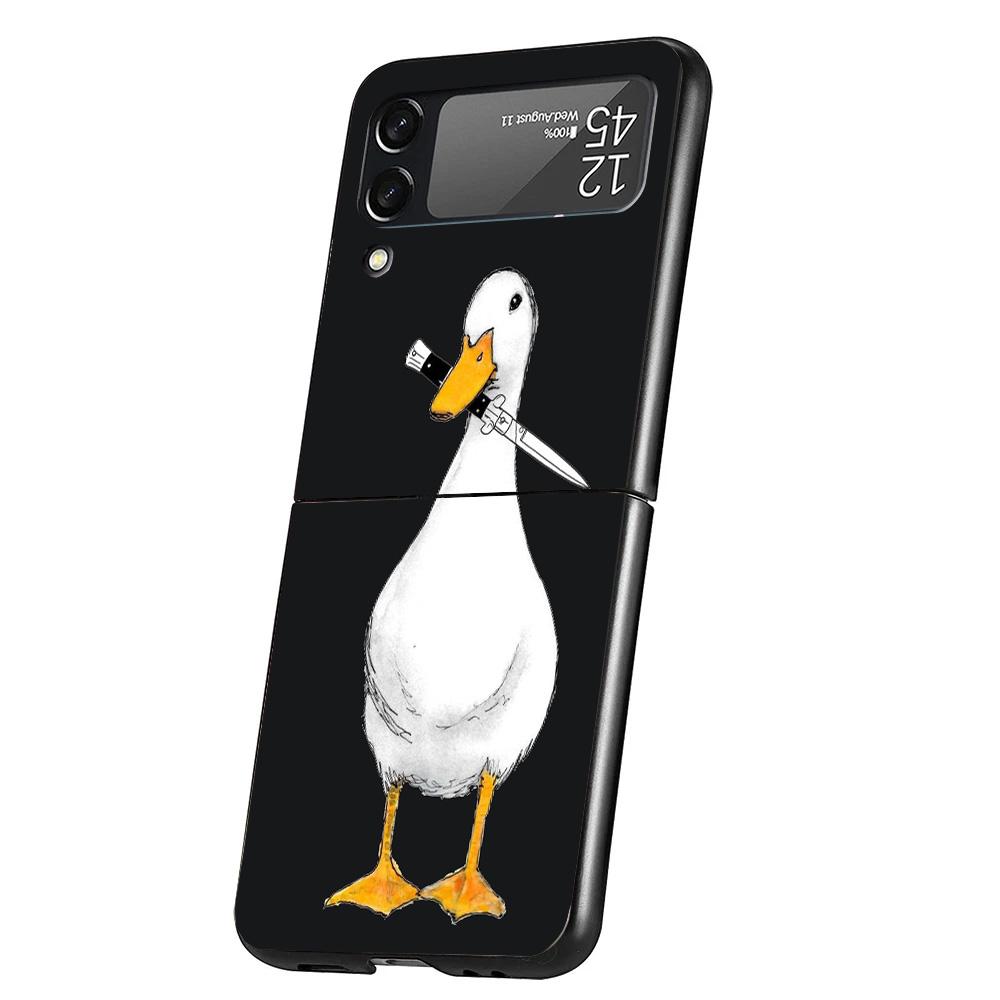 Cartoon Duck Goose Game Cover Phone Case For Samsung Galaxy Z Flip 7 6 5 4 3 5G Flip7 Flip6 Flip5 Flip4 Flip3 Black Fundas Shell