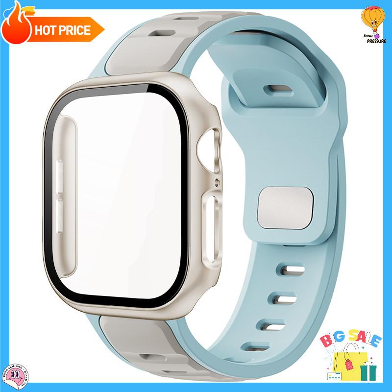 Защитная крышка экрана + Спортивный силиконовый ремешок Для Apple Watch Серии 11 10 9 8 7 6 5 4 SE 3 Мягкий Для Iwatch 46мм 42мм 45 44 41 40 38мм