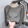 Fashion Slim Fit Half High Collar Pullover Sweaters for Women Autumn Winter Striped Long Sleeve Base Knitted Sweater Tops Ladies Warm Jumpers 24873