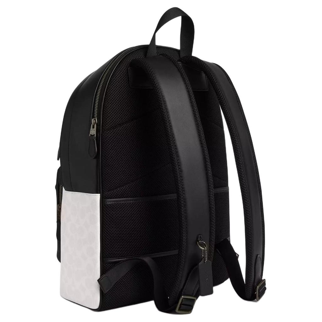 Coach 32 Logo Print Smooth Calfskin Backpack Large Men Backpack Pink Black CV925-QBMQV