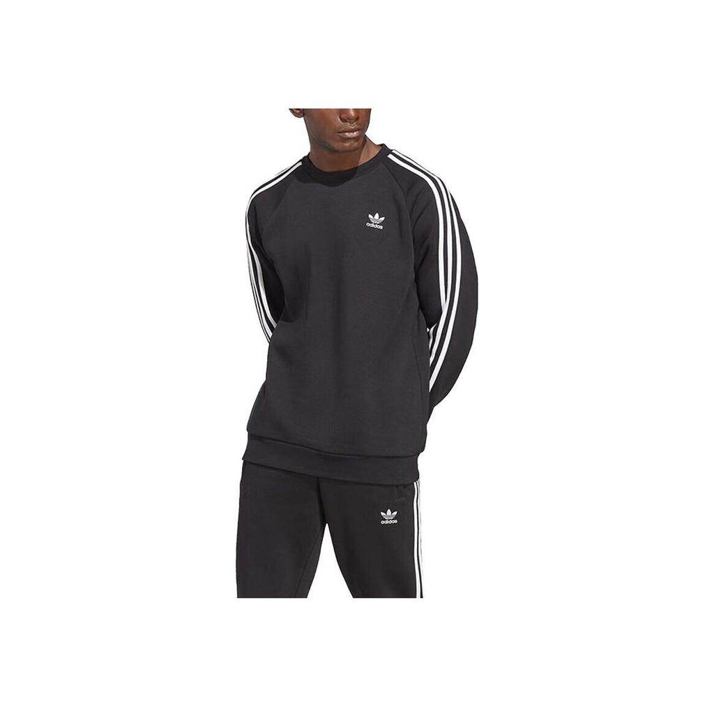 Adidas Originals Толстовка с круглым вырезом и полоской трилистника, мужская толстовка, черная IA4861