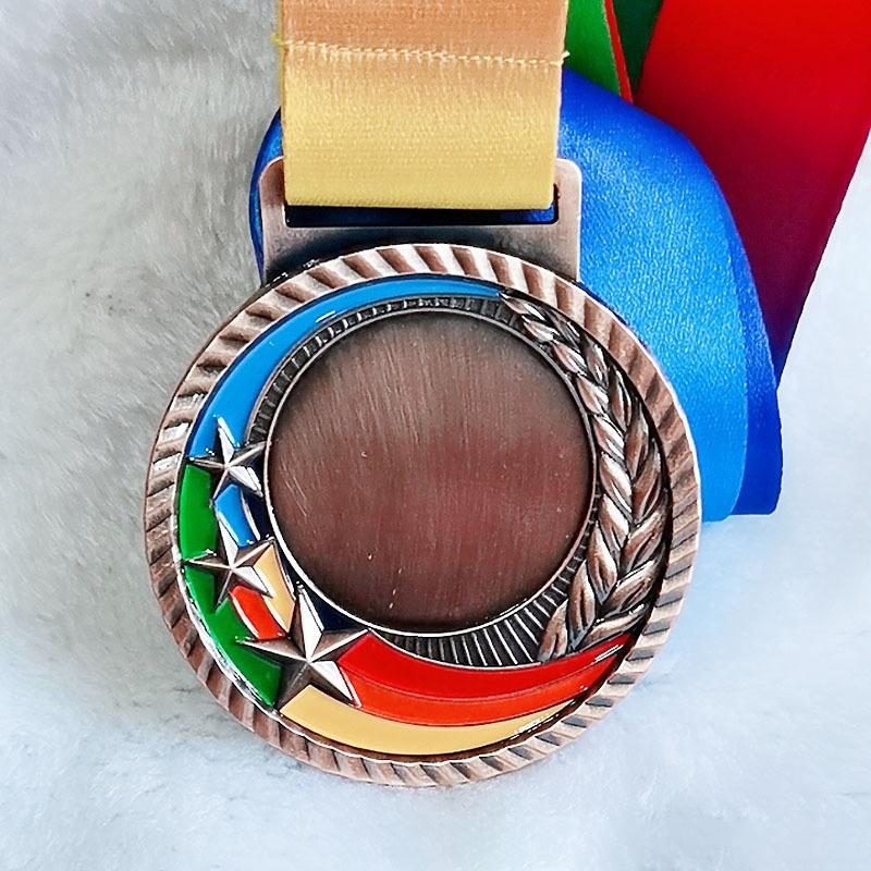 Colorful Star Smooth Medal Ribbon Various Games Gold Silver Copper Medals