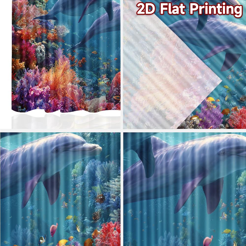 2pcs, 2D FLAT PRINTING Curtains (Without Rod) Ocean Harmony(4) Digital Printing On Holiday Curtains Yarn Curtains Decorations