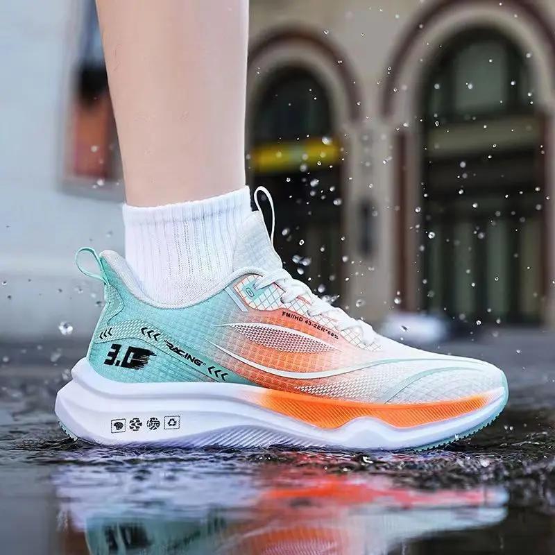 Men'S Breathable Shoes Mesh Shock-Absorbing Sports Shoes Fashion Non Slip Soft Soled Footwear Male Light Running Sneakers