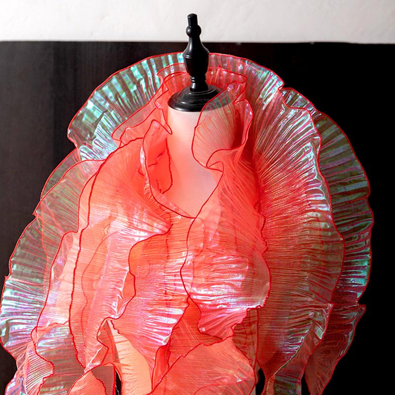 2 шт. кружевная отделка декоративная лента для вечеринки прозрачные переливающиеся аксессуары для платья модные большие волнистые швейные ткани плиссированные оборки