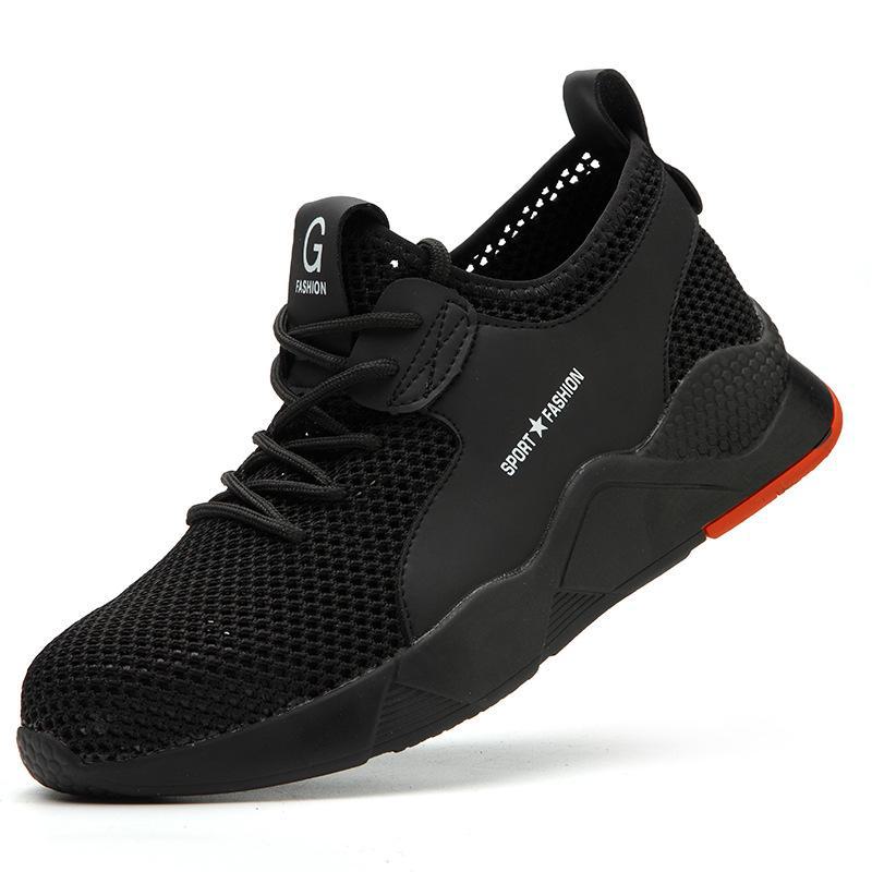 Мужские всесезонные защитные ботинки со стальным носком, защита от ударов и проколов, дышащая ткань с большой буквой G, резиновая подошва