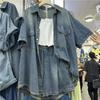 Джинсовая рубашка с коротким рукавом и шорты для полных женщин - 2026 Модный летний комплект из двух предметов